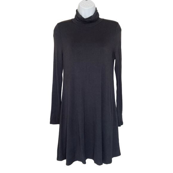 Lulus Black Sway Girl Sway Swing Turtleneck Mini Dress Long Sleeve Jersey Small - Picture 4 of 16